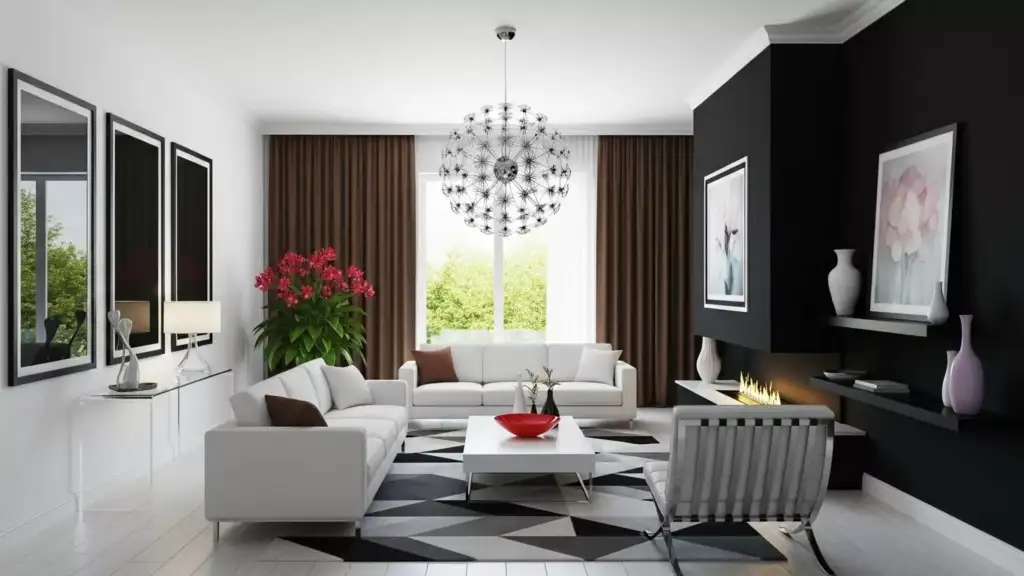 Sophisticated Black and White Living Room